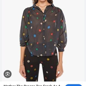 MOTHER Black Floral Blouse